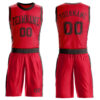 Custom Red Brown Round Neck Suit Basketball Jersey