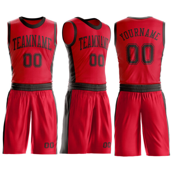 Custom Red Brown Round Neck Suit Basketball Jersey