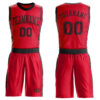 Custom Red Black Round Neck Suit Basketball Jersey