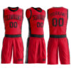 Custom Red Black Round Neck Suit Basketball Jersey
