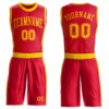 Custom Red Gold Round Neck Suit Basketball Jersey