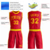 Custom Red Gold Round Neck Suit Basketball Jersey
