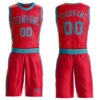 Custom Red Teal Round Neck Suit Basketball Jersey