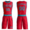 Custom Red Teal Round Neck Suit Basketball Jersey