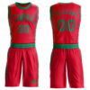 Custom Red Kelly Green Round Neck Suit Basketball Jersey
