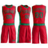 Custom Red Kelly Green Round Neck Suit Basketball Jersey