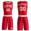 Custom Red Cream Round Neck Suit Basketball Jersey