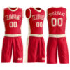 Custom Red Cream Round Neck Suit Basketball Jersey