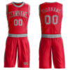 Custom Red Gray Round Neck Suit Basketball Jersey
