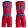 Custom Red Blue Round Neck Suit Basketball Jersey