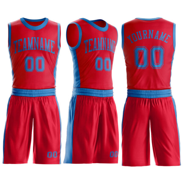 Custom Red Blue Round Neck Suit Basketball Jersey