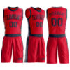 Custom Red Navy Round Neck Suit Basketball Jersey