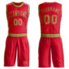 Custom Red Old Gold Round Neck Suit Basketball Jersey