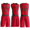 Custom Red Green Round Neck Suit Basketball Jersey