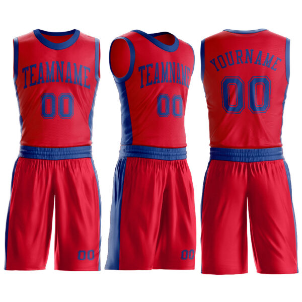 Custom Red Royal Round Neck Suit Basketball Jersey