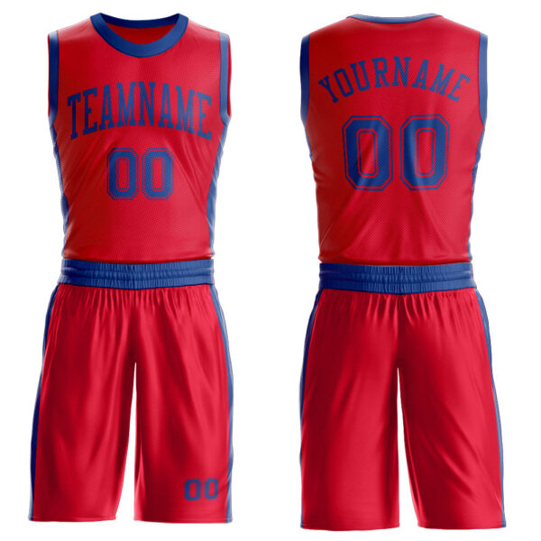 Custom Red Royal Round Neck Suit Basketball Jersey