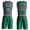 Custom Kelly Green Pink Round Neck Suit Basketball Jersey