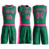 Custom Kelly Green Pink Round Neck Suit Basketball Jersey