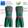 Custom Kelly Green Pink Round Neck Suit Basketball Jersey