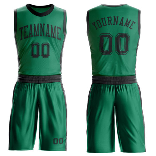 BSuit0593 Custom Kelly Green Black Round Neck Suit Basketball Jersey