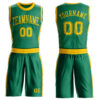 Custom Kelly Green Gold Round Neck Suit Basketball Jersey