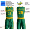 Custom Kelly Green Gold Round Neck Suit Basketball Jersey