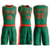 Custom Kelly Green Orange Round Neck Suit Basketball Jersey