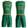 Custom Kelly Green Old Gold Round Neck Suit Basketball Jersey
