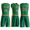 Custom Kelly Green Old Gold Round Neck Suit Basketball Jersey