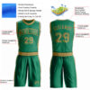 Custom Kelly Green Old Gold Round Neck Suit Basketball Jersey