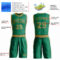 Custom Kelly Green Old Gold Round Neck Suit Basketball Jersey