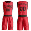 Custom Fire Red Brown Round Neck Suit Basketball Jersey