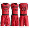 Custom Fire Red Brown Round Neck Suit Basketball Jersey
