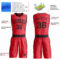 Custom Fire Red Black Round Neck Suit Basketball Jersey