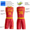 Custom Fire Red Gold Round Neck Suit Basketball Jersey