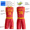 Custom Fire Red Gold Round Neck Suit Basketball Jersey