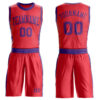 Custom Fire Red Purple Round Neck Suit Basketball Jersey