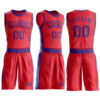 Custom Fire Red Purple Round Neck Suit Basketball Jersey