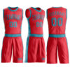 Custom Fire Red Teal Round Neck Suit Basketball Jersey
