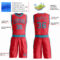 Custom Fire Red Teal Round Neck Suit Basketball Jersey