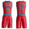Custom Fire Red Teal Round Neck Suit Basketball Jersey