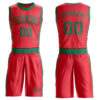 Custom Fire Red Kelly Green Round Neck Suit Basketball Jersey