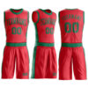 Custom Fire Red Kelly Green Round Neck Suit Basketball Jersey