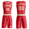 Custom Fire Red Cream Round Neck Suit Basketball Jersey