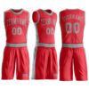 Custom Fire Red Gray Round Neck Suit Basketball Jersey