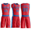 Custom Fire Red Blue Round Neck Suit Basketball Jersey