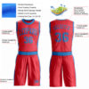 Custom Fire Red Blue Round Neck Suit Basketball Jersey