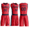 Custom Fire Red Navy Round Neck Suit Basketball Jersey