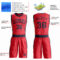 Custom Fire Red Navy Round Neck Suit Basketball Jersey