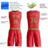 Custom Fire Red Old Gold Round Neck Suit Basketball Jersey